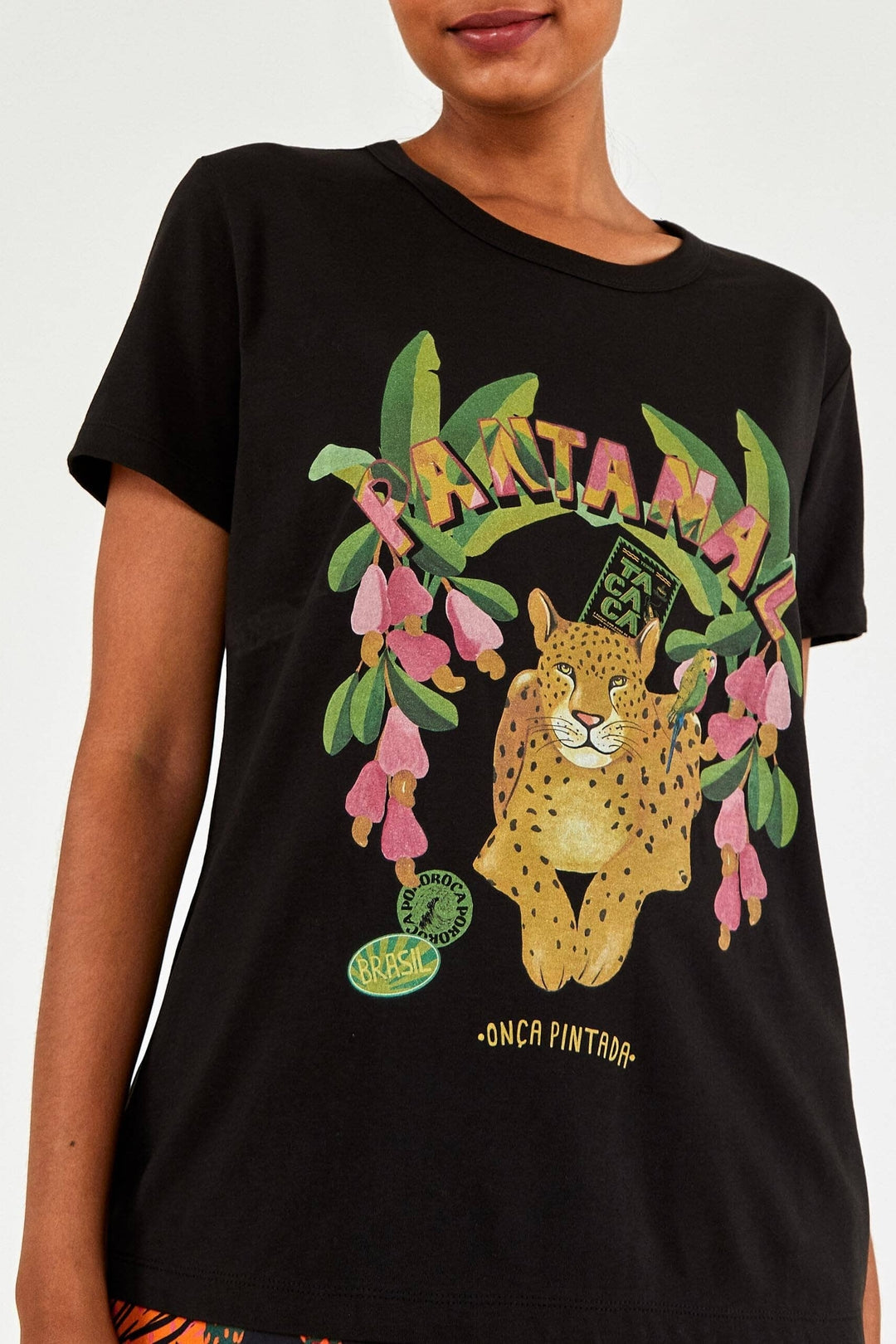 T-shirt à imprimé Pantanal en coton - Noir