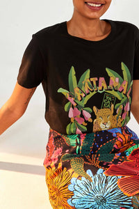T-shirt à imprimé Pantanal en coton - Noir