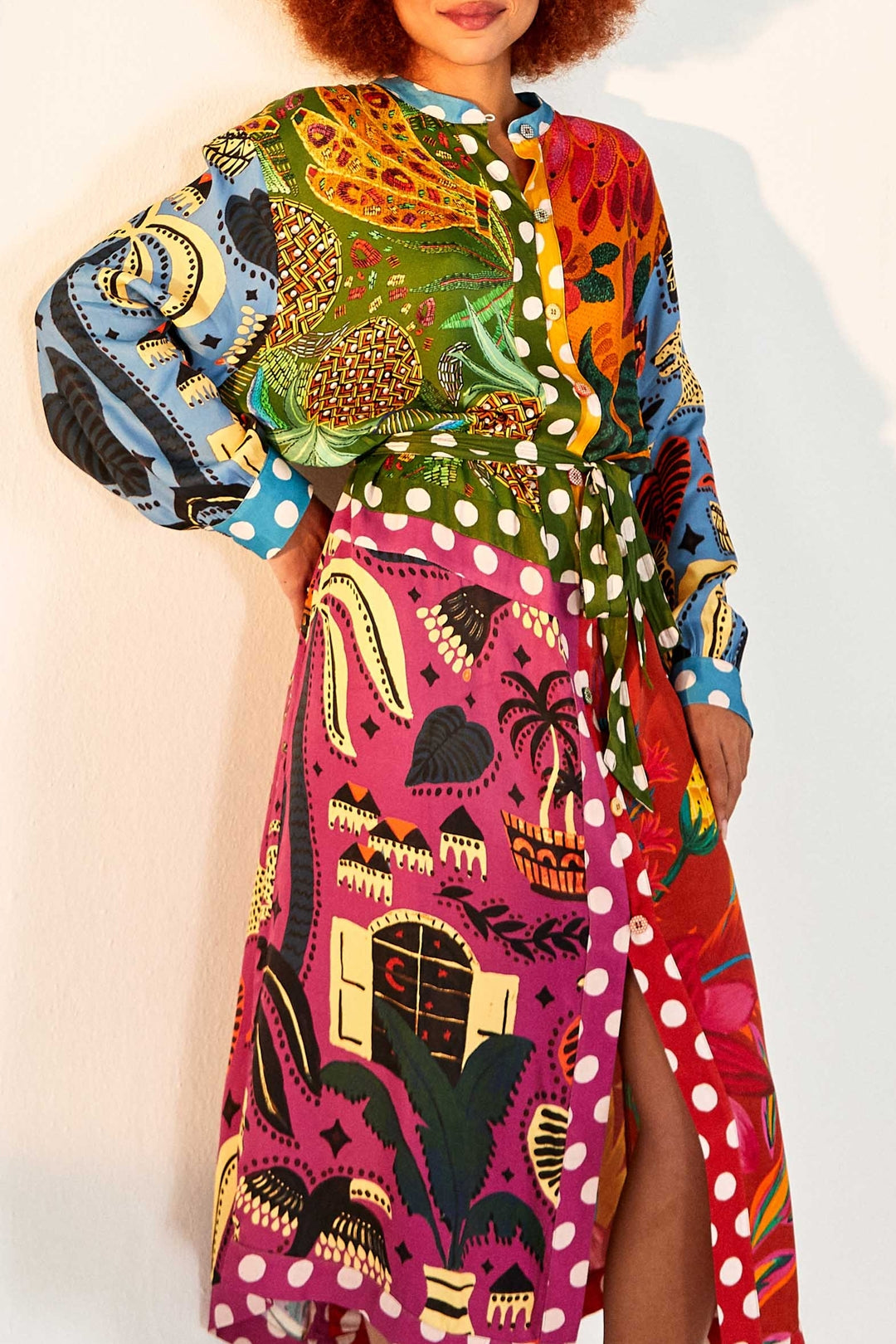 Rainbow Earth shirt midi dress - Multicoloured