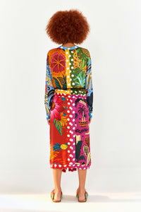 Rainbow Earth shirt midi dress - Multicoloured