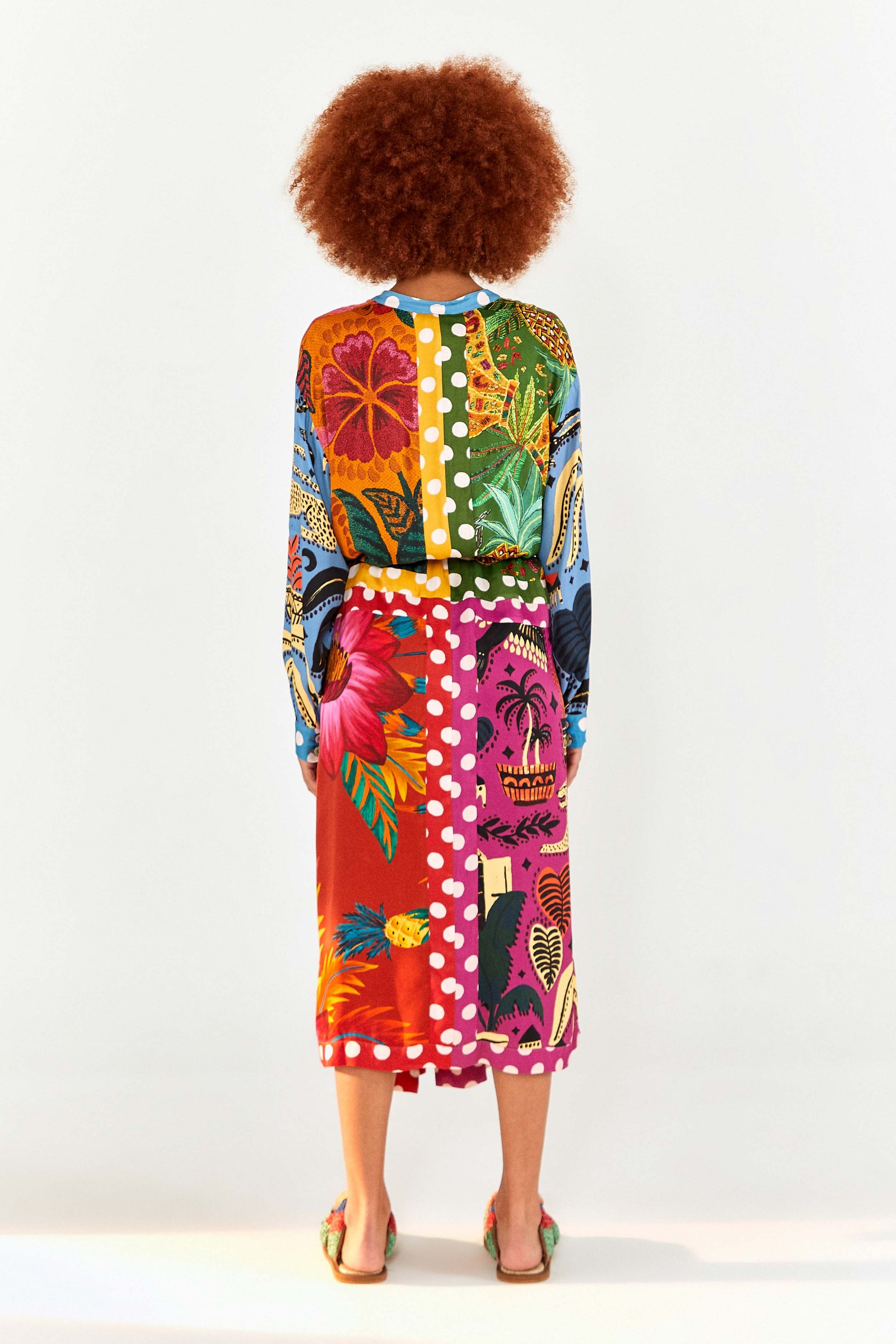 Rainbow Earth shirt midi dress - Multicoloured