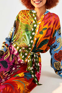 Rainbow Earth shirt midi dress - Multicoloured