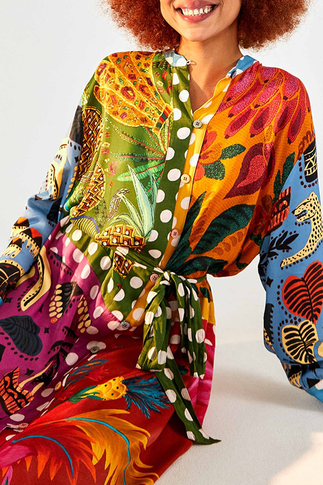 Rainbow Earth shirt midi dress - Multicoloured