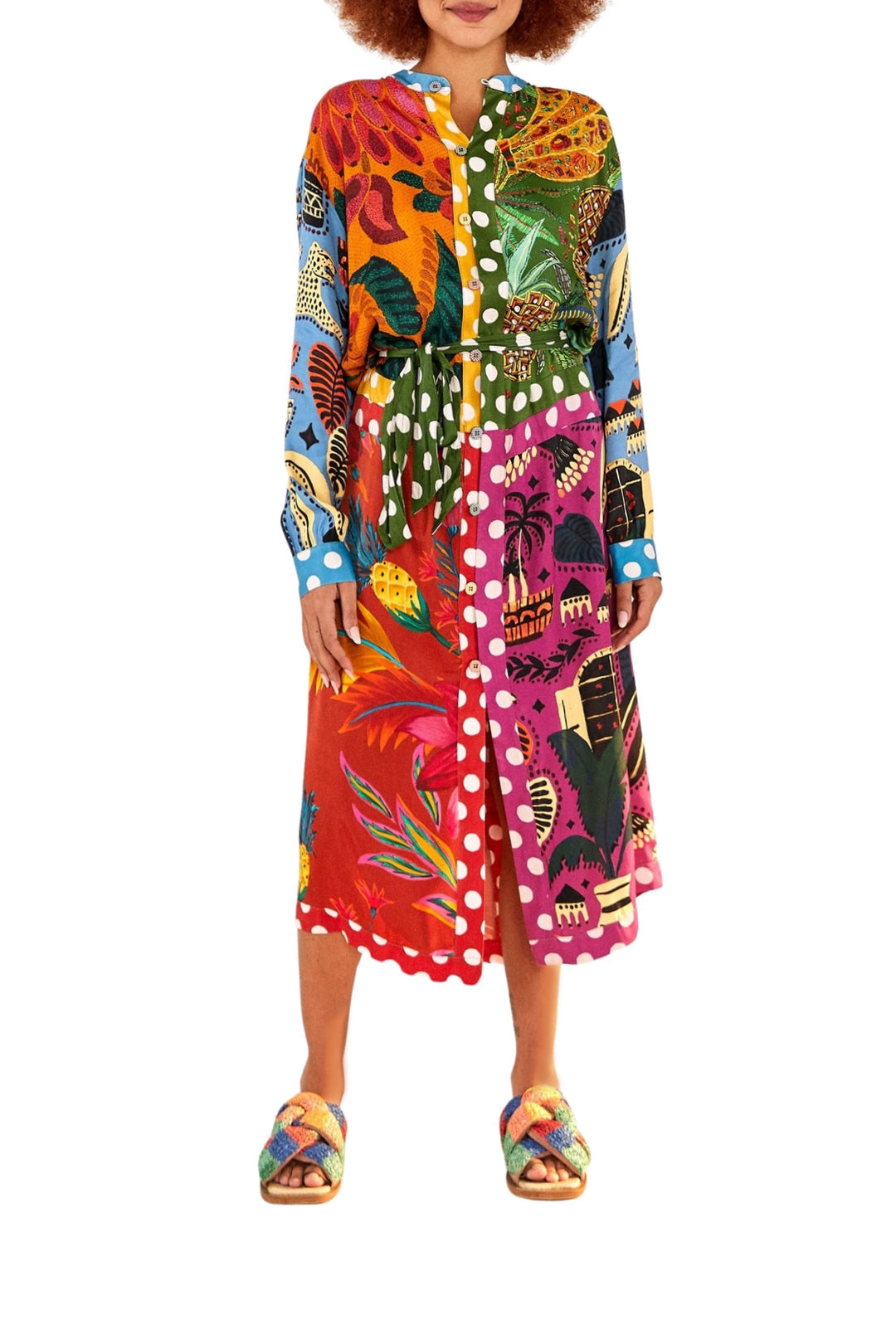 Rainbow Earth shirt midi dress - Multicoloured
