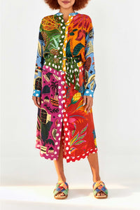 Rainbow Earth shirt midi dress - Multicoloured