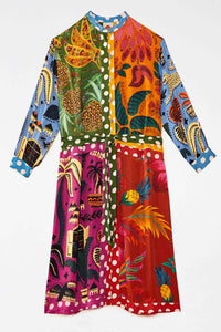 Rainbow Earth shirt midi dress - Multicoloured