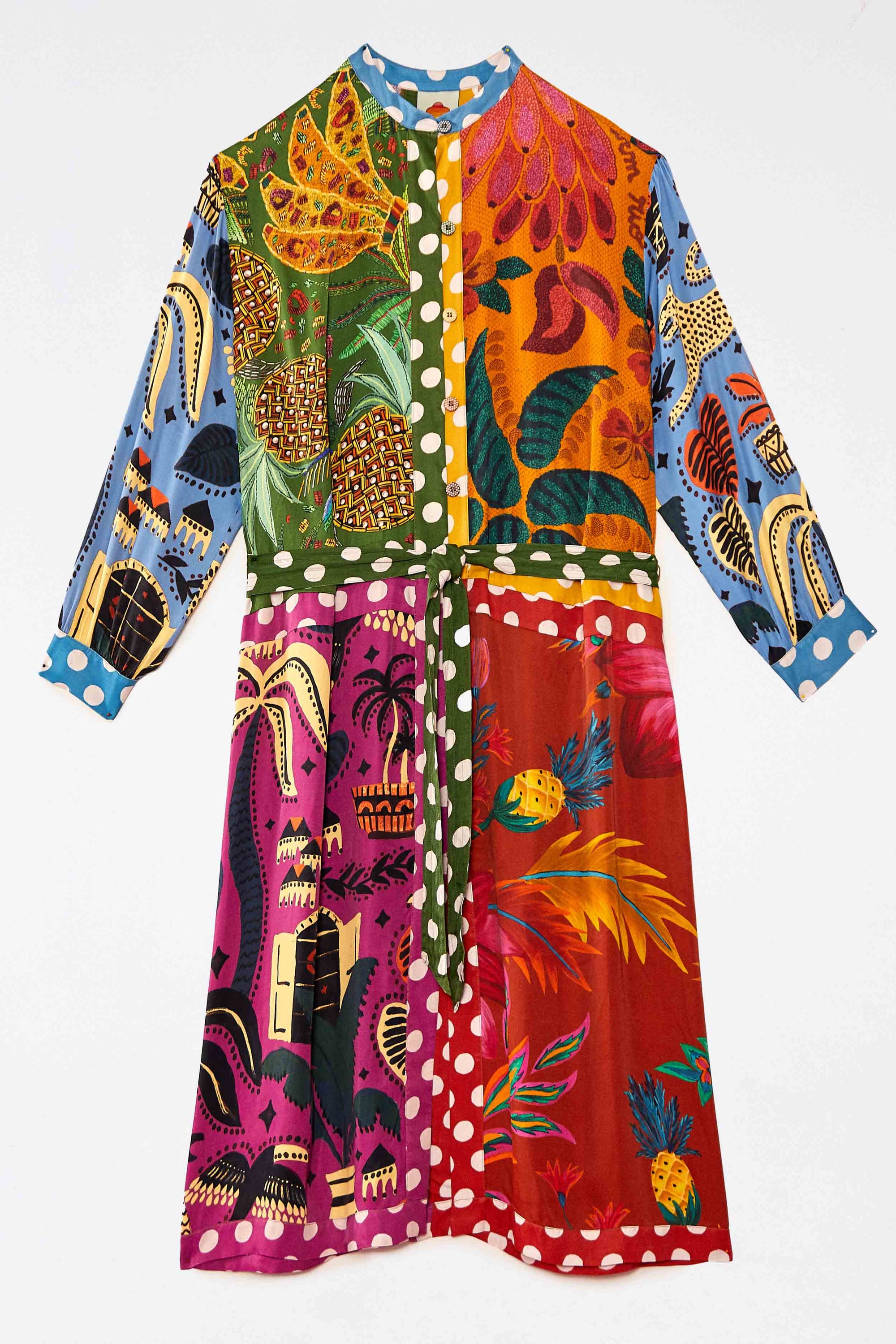 Rainbow Earth shirt midi dress - Multicoloured