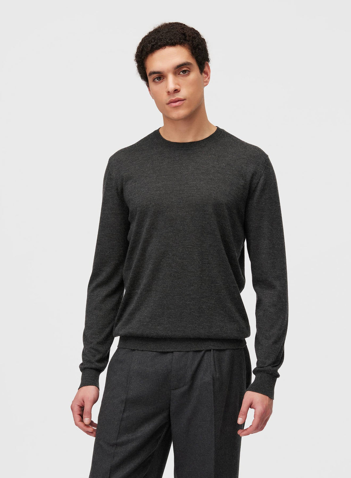 ANTHRACITE SIDE ARGYLE DETAIL CREWNECK