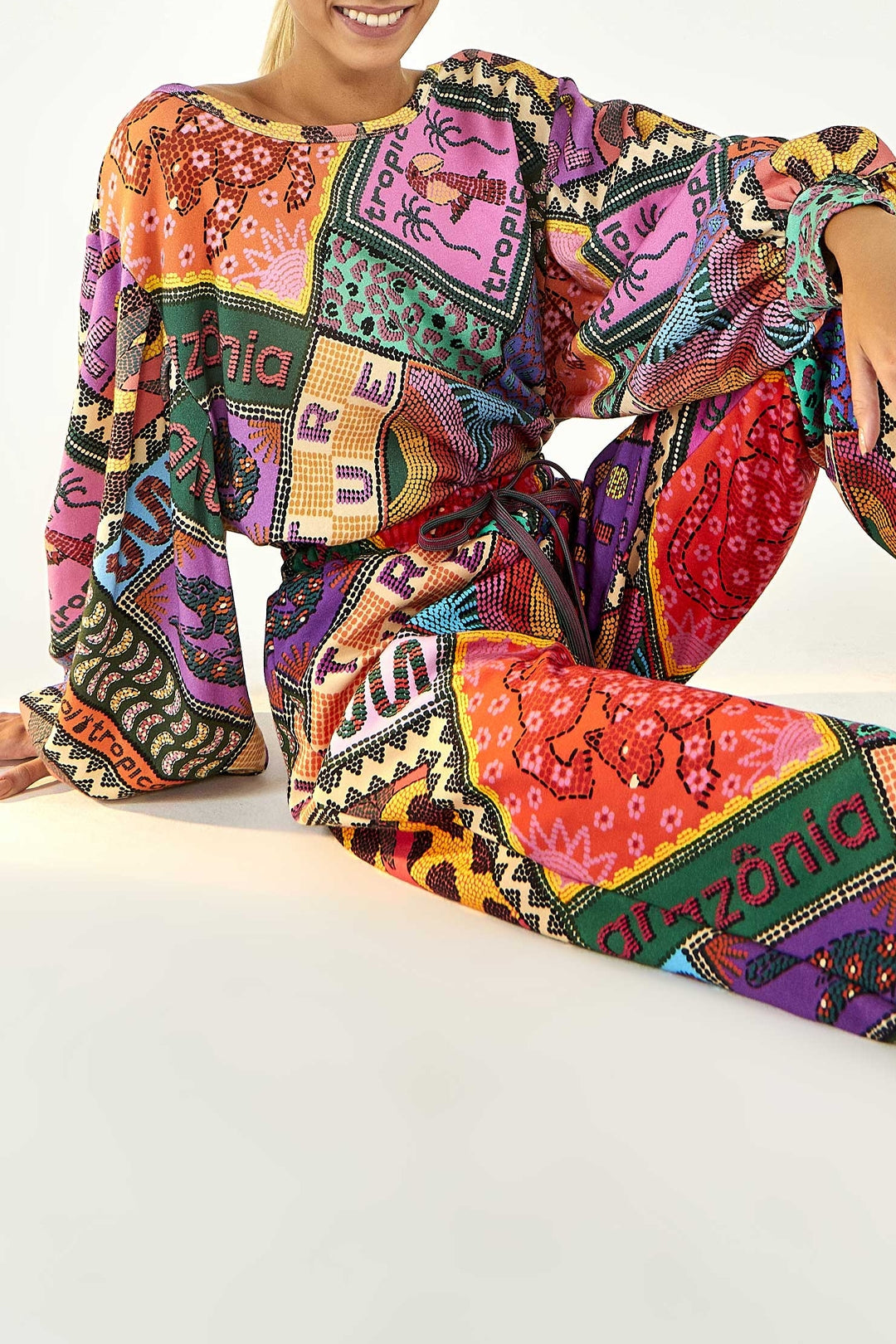 Pantalon de survêtement en coton mélangé - Multicolore