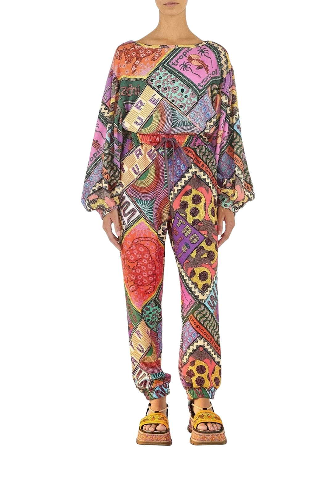 Pantalon de survêtement en coton mélangé - Multicolore