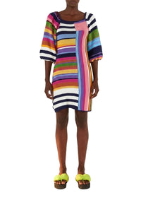 Short striped cotton dress - Multicoloured