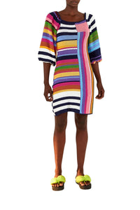 MEDIA OFF LINE_Robe courte à rayures en coton - Multicolore