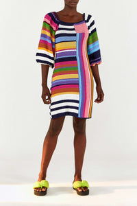 MEDIA OFF LINE_Robe courte à rayures en coton - Multicolore