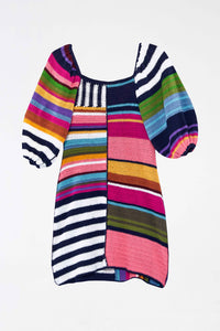 MEDIA OFF LINE_Robe courte à rayures en coton - Multicolore