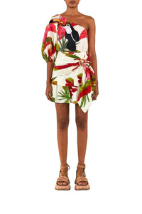 Jupe courte Spring Forest en lin - Multicolore