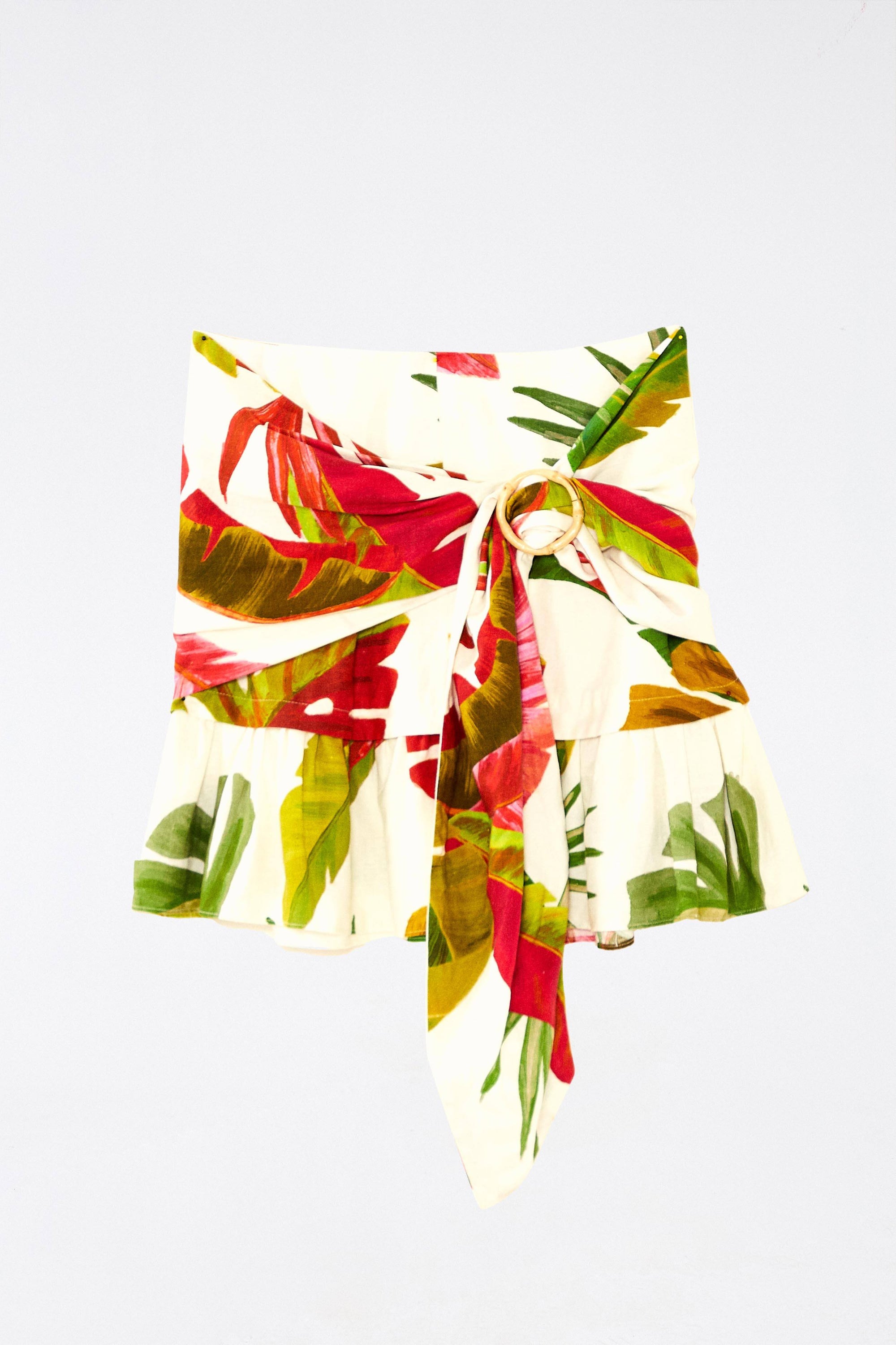 Jupe courte Spring Forest en lin - Multicolore