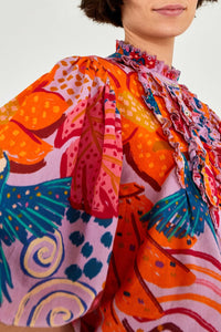 Blouse Colorful Party en coton - Rose