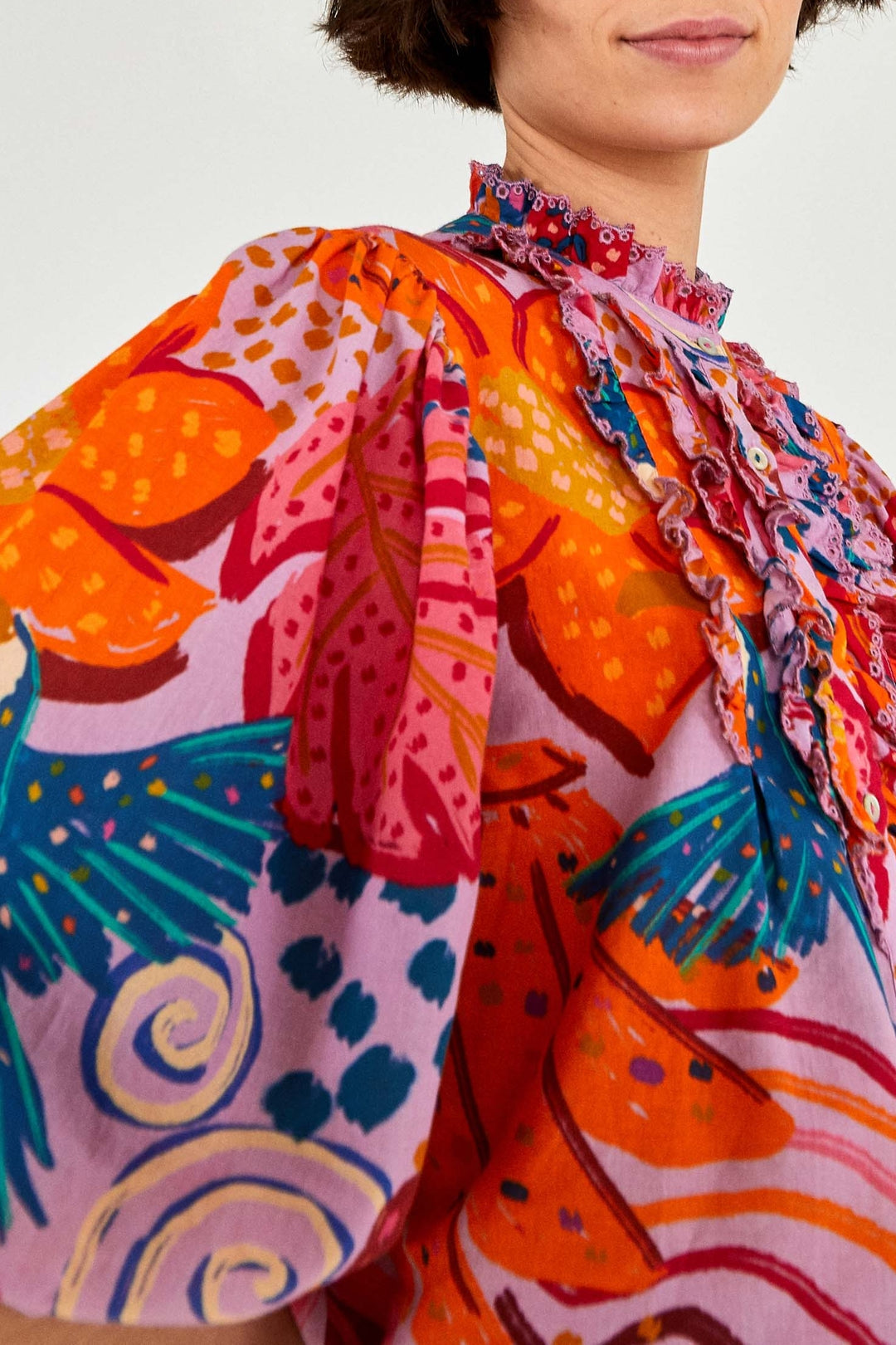 Blouse Colorful Party en coton - Rose