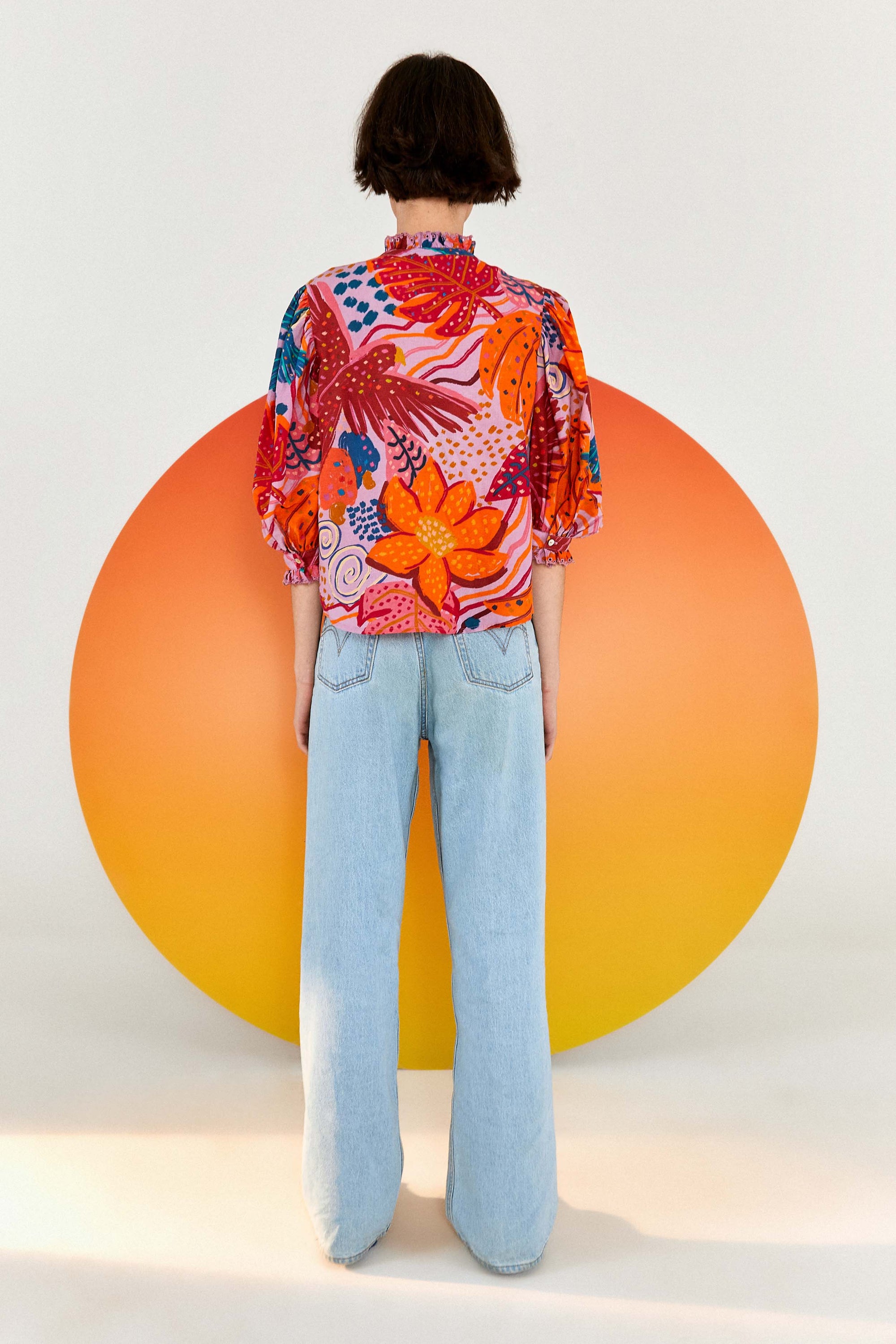 Blouse Colorful Party en coton - Rose