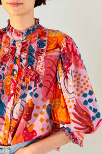 Blouse Colorful Party en coton - Rose