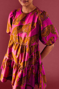 Robe courte Artsy Leopards - Rose
