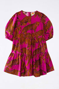 Robe courte Artsy Leopards - Rose