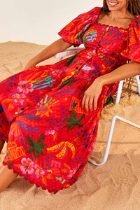 Robe midi Good Vibes en coton - Rouge
