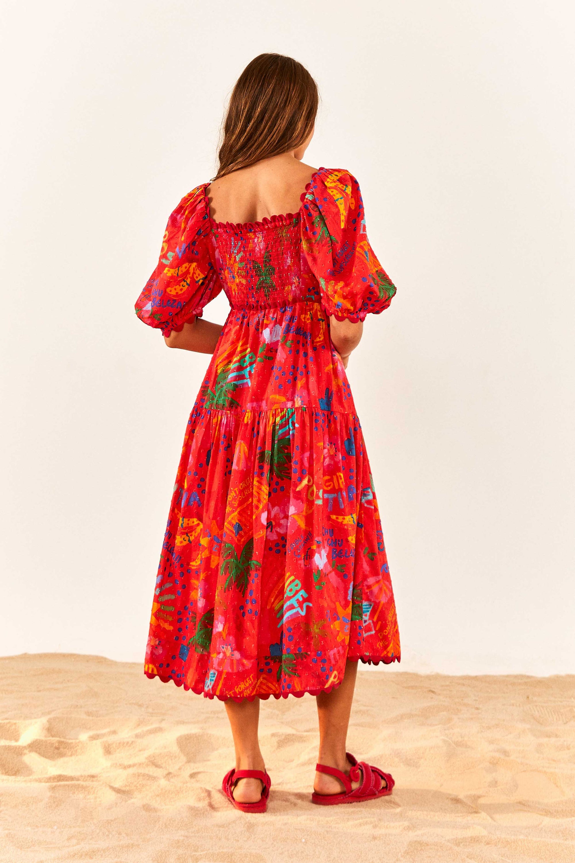 Robe midi Good Vibes en coton - Rouge