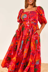 Robe midi Good Vibes en coton - Rouge