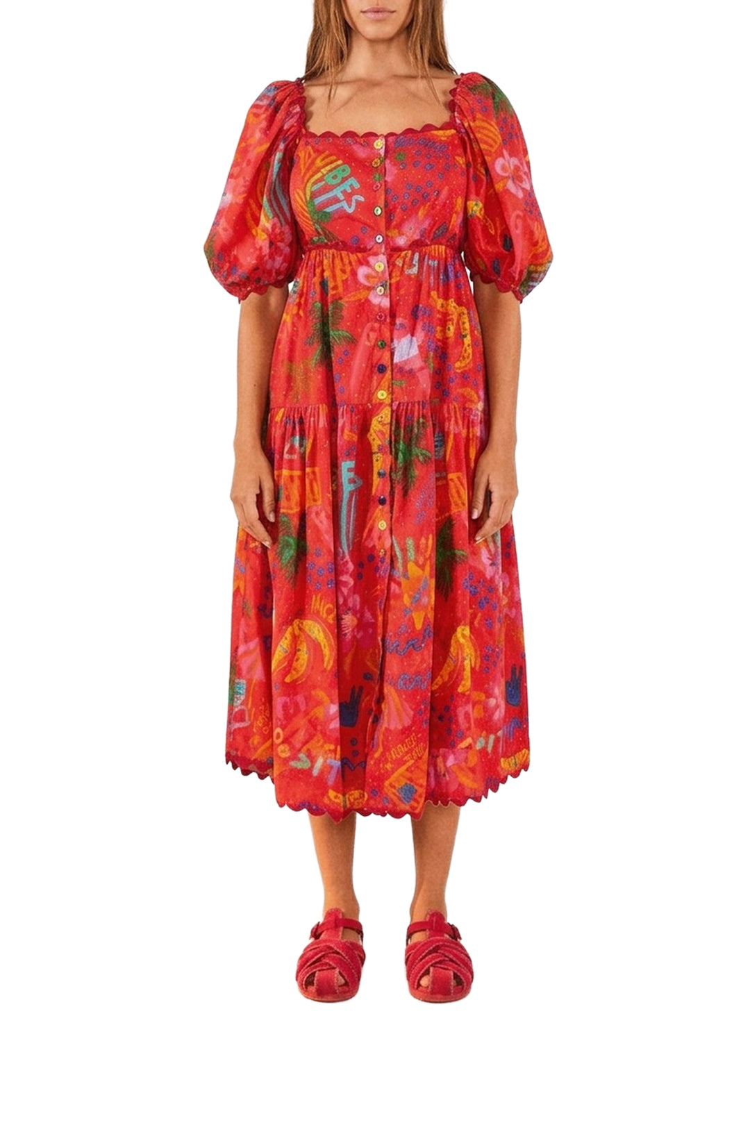 Robe midi Good Vibes en coton - Rouge