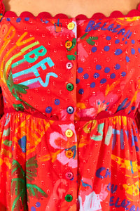 Robe midi Good Vibes en coton - Rouge