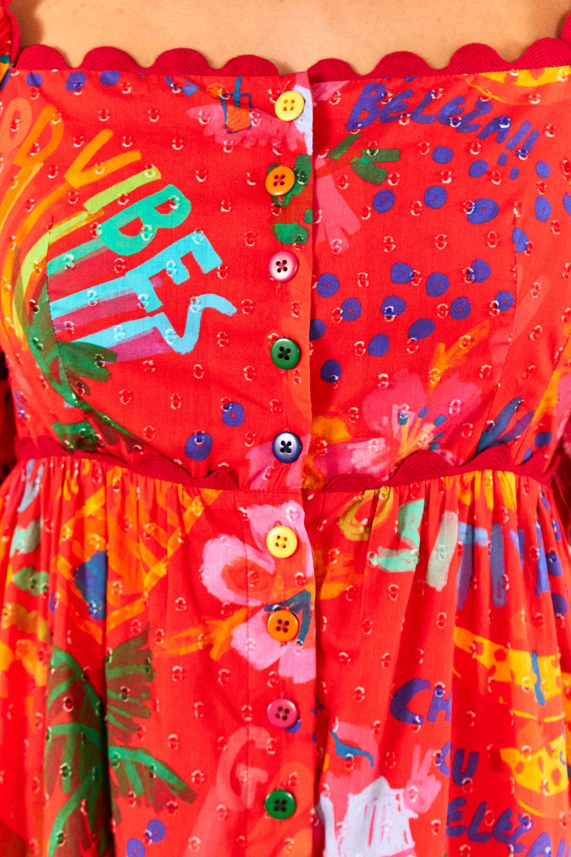 Robe midi Good Vibes en coton - Rouge
