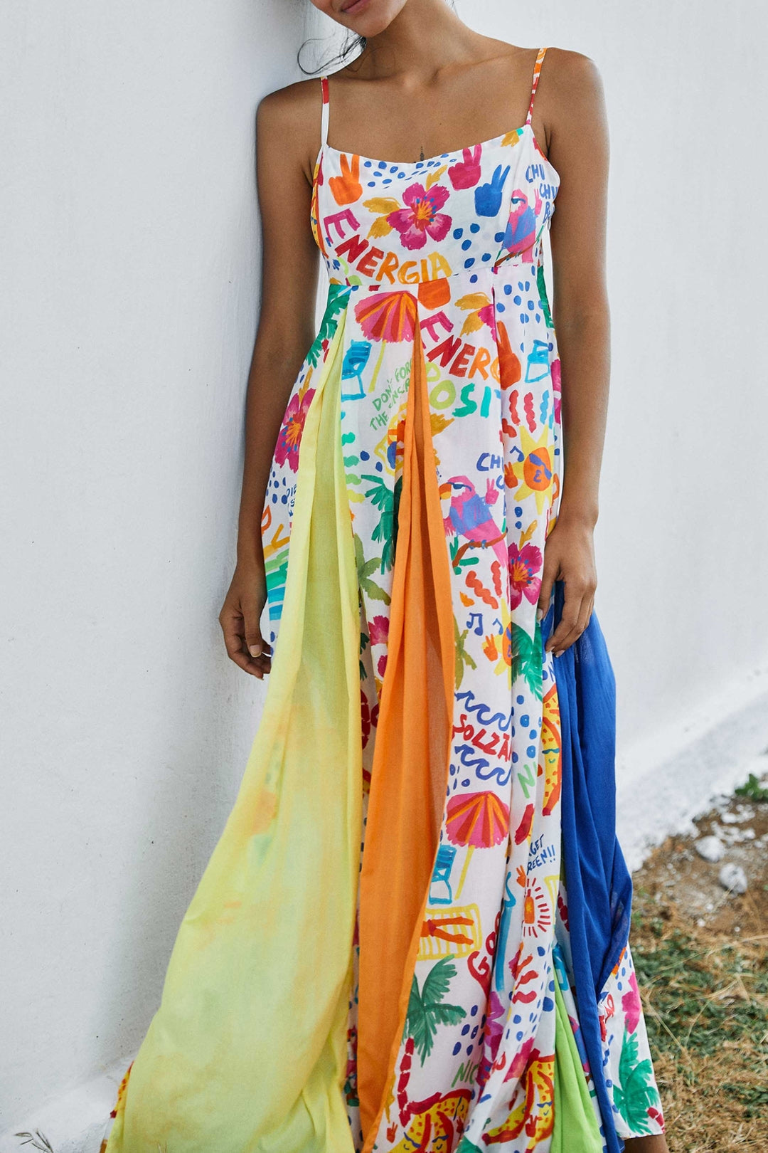 Robe longue Good Vibes en coton - Multicolore