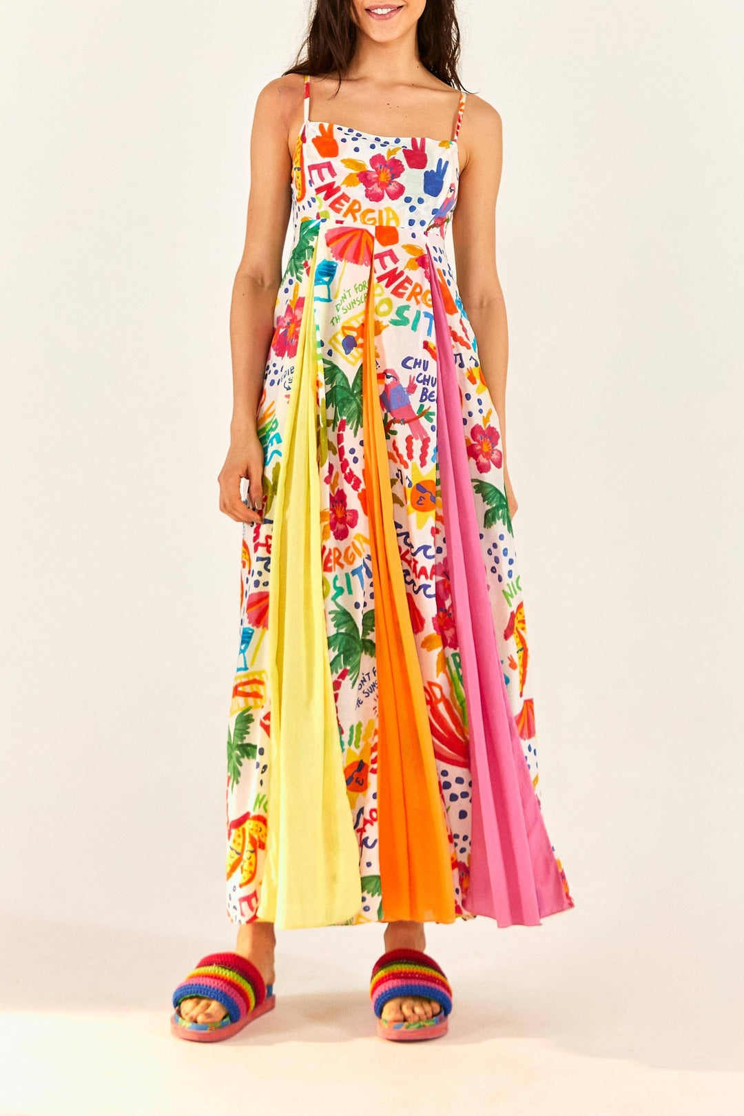 Robe longue Good Vibes en coton - Multicolore