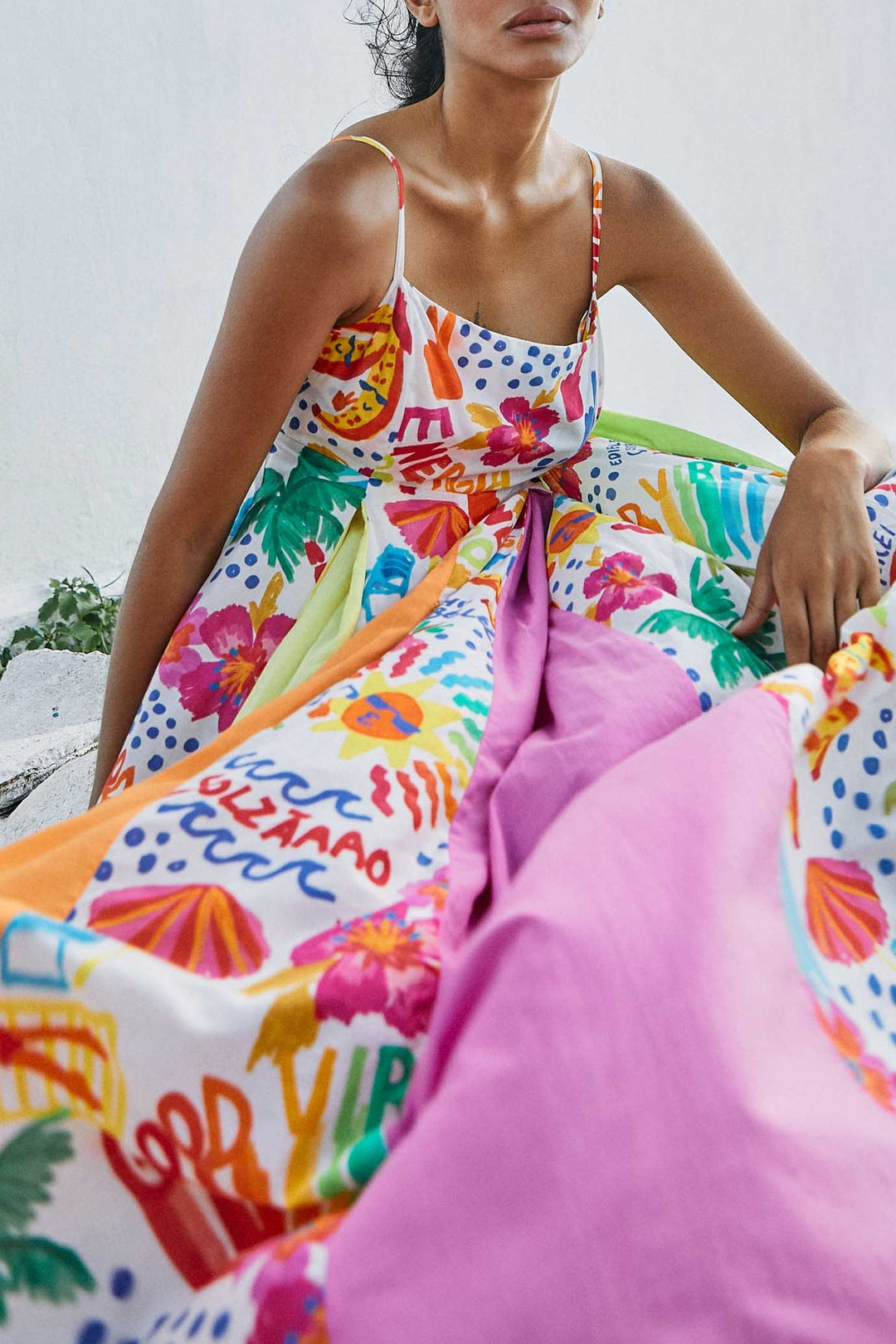 Robe longue Good Vibes en coton - Multicolore