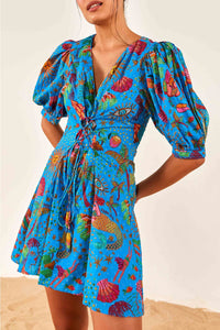 Robe courte Ocean Stories en coton - Bleu