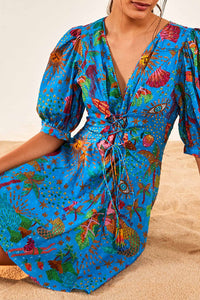 Robe courte Ocean Stories en coton - Bleu