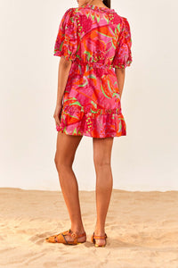 Robe courte Fruit Brush en coton - Rose