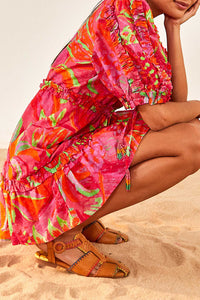 Robe courte Fruit Brush en coton - Rose