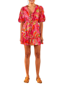 Robe courte Fruit Brush en coton - Rose