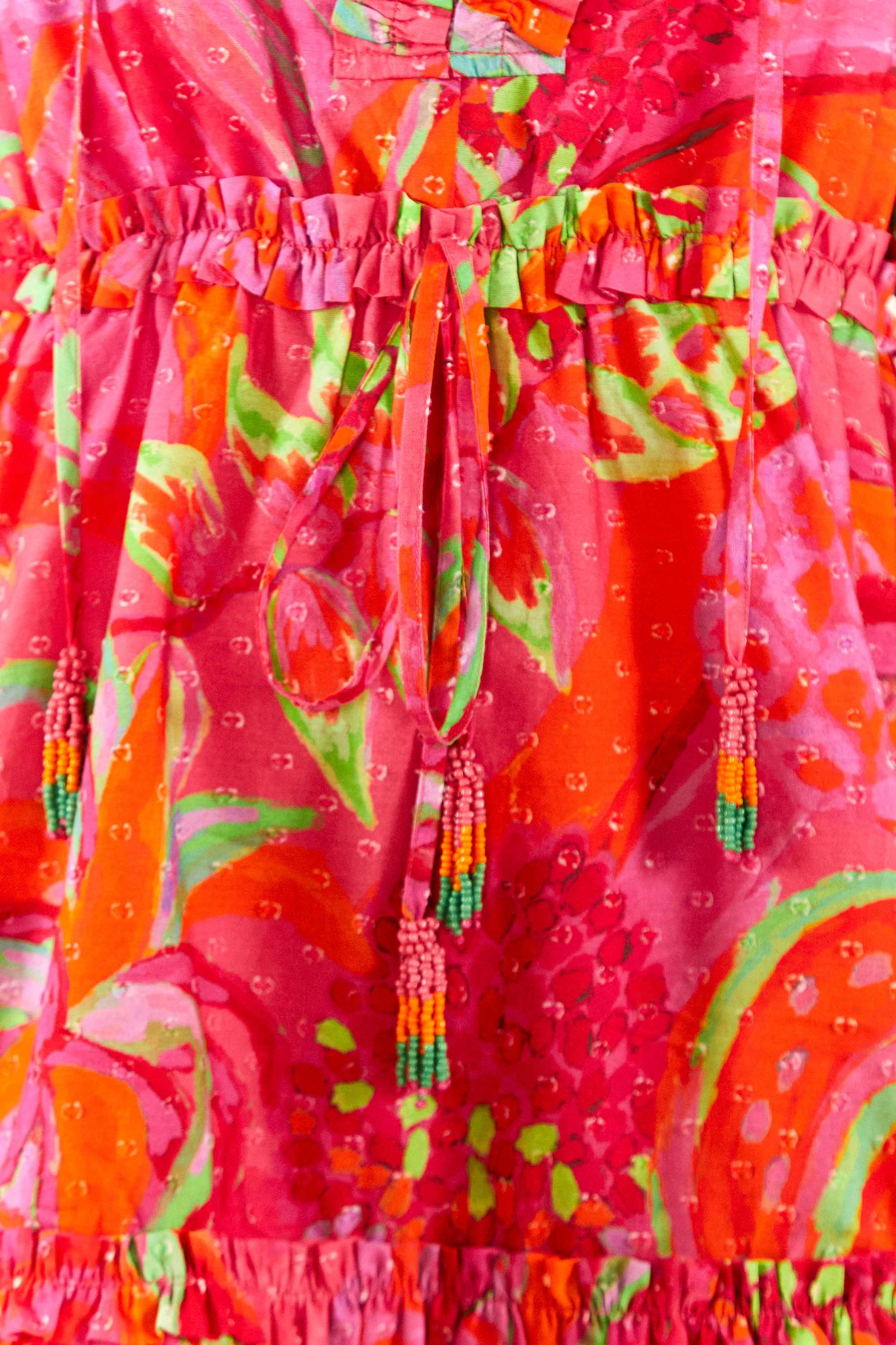 Robe courte Fruit Brush en coton - Rose