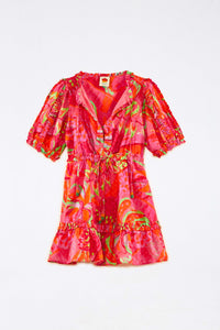 Robe courte Fruit Brush en coton - Rose