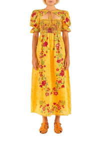 Robe longue Floral Dream en coton - Jaune
