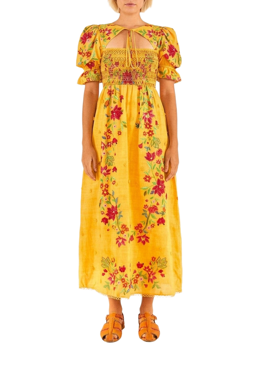 Robe longue Floral Dream en coton - Jaune