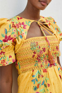 Robe longue Floral Dream en coton - Jaune