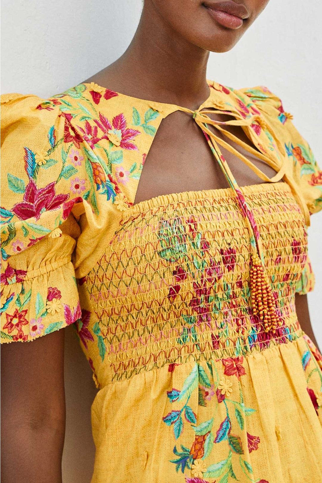 Robe longue Floral Dream en coton - Jaune