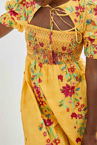 Robe longue Floral Dream en coton - Jaune