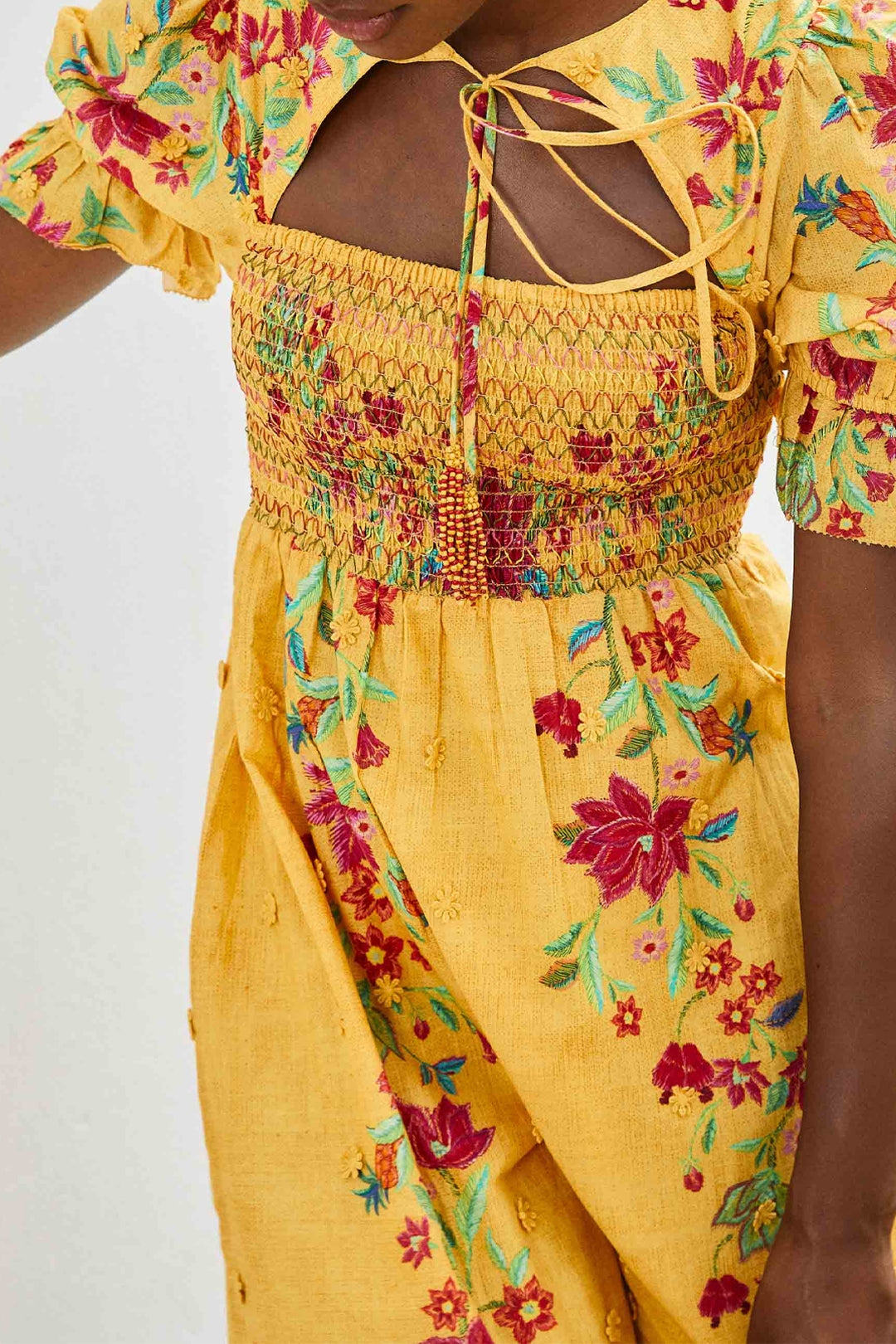 Robe longue Floral Dream en coton - Jaune