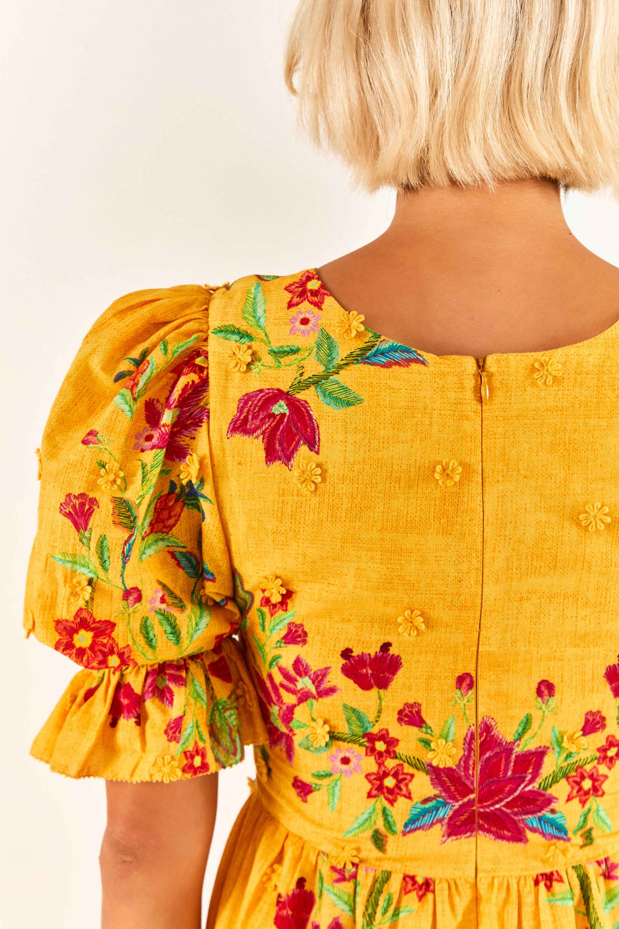 Robe longue Floral Dream en coton - Jaune