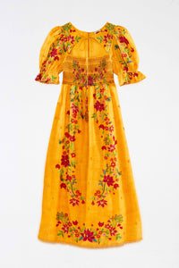 Robe longue Floral Dream en coton - Jaune
